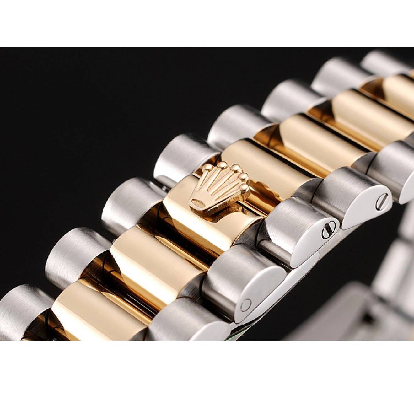 Aaa replica watch Bracelet Day-Date Two Diamond Gold Steel White Rolex Case Dial Swiss Stainless Tone 1453972 0821